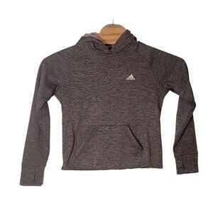 Adidas Pull Over Hooded Sweatshirt Size Small‎ Gray Missing Drawstring